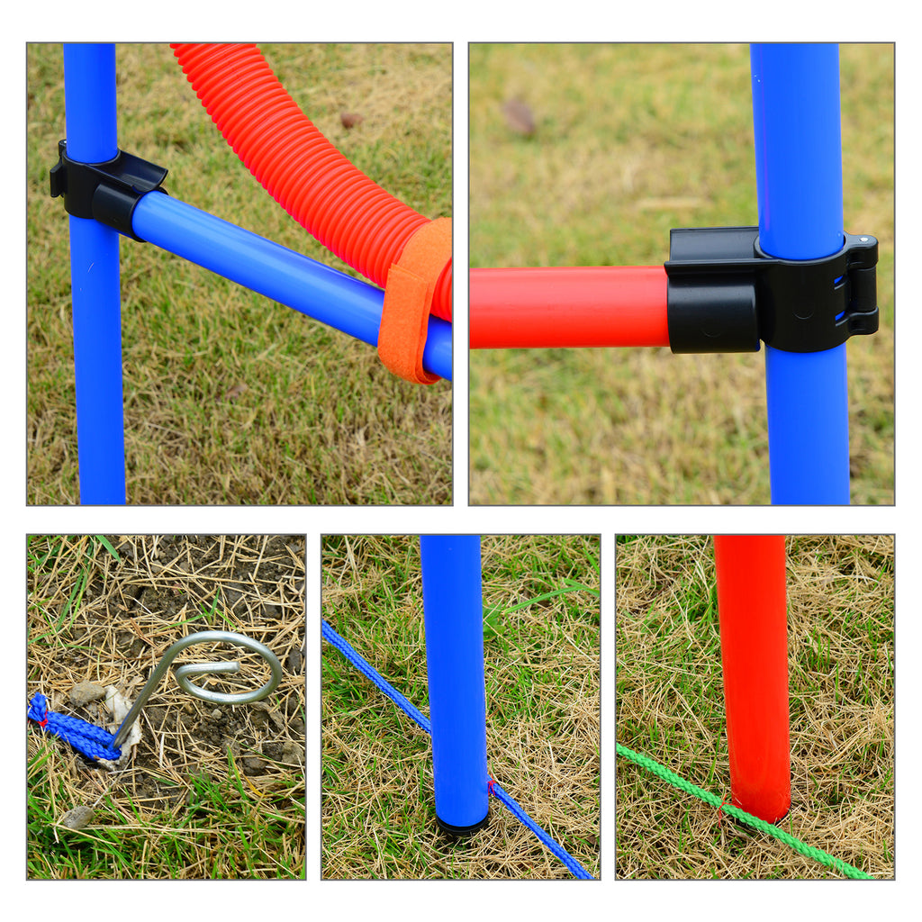 Agility sport pour chiens équipement complet obstacles et entrainement 11 pièces parcours agility chien avec sac de transport acier rouge et bleu
