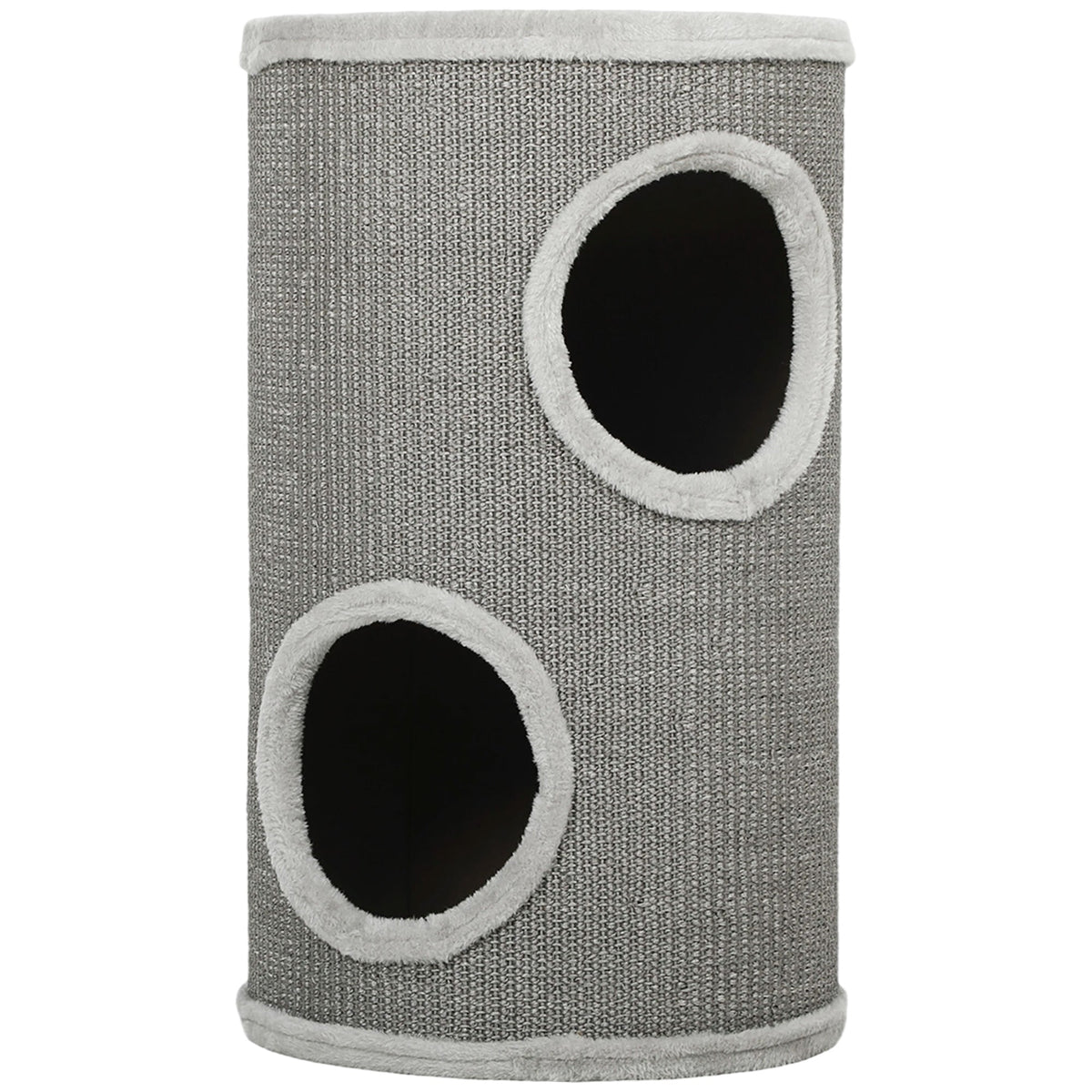 Tonneau à Gratter pour Chat, Tour à Griffer, Arbre à Chat à 2 Couches en Sisal Naturel, Ø35x60cm, Gris Clair - Alma Nova Care