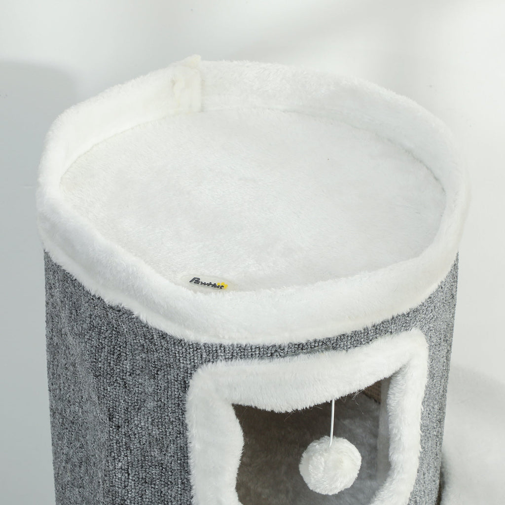 Tour pour chat à 4 niveaux arbre à chat stable avec griffoirs en sisal et bord en peluche 2 plateformes 50x36x101cm gris - Alma Nova Care
