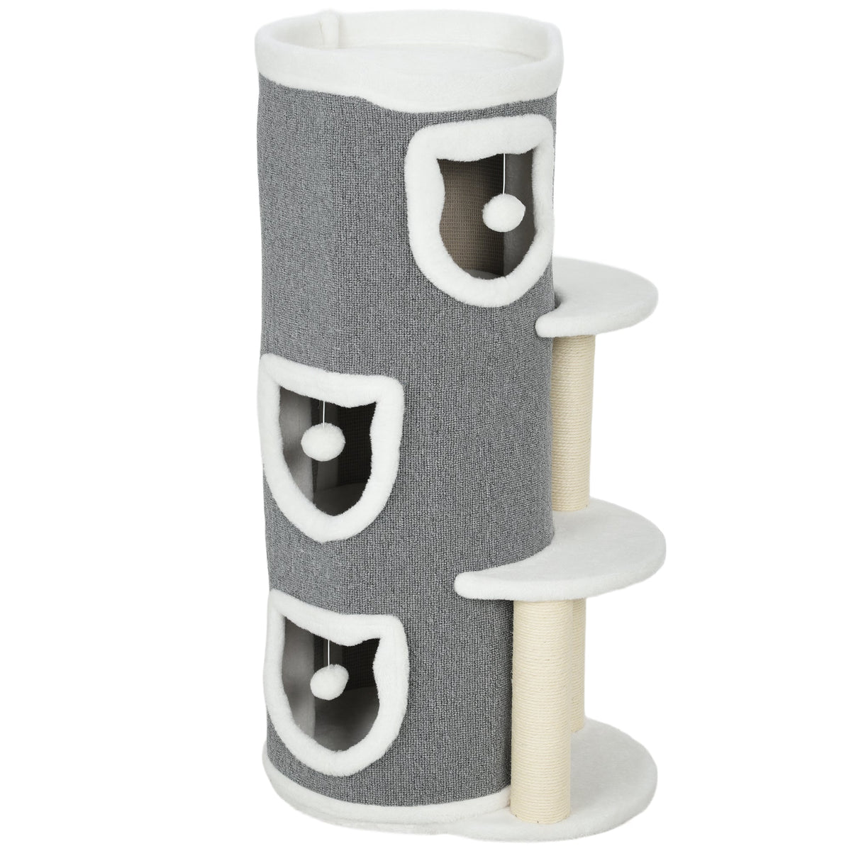 Tour pour chat à 4 niveaux arbre à chat stable avec griffoirs en sisal et bord en peluche 2 plateformes 50x36x101cm gris - Alma Nova Care