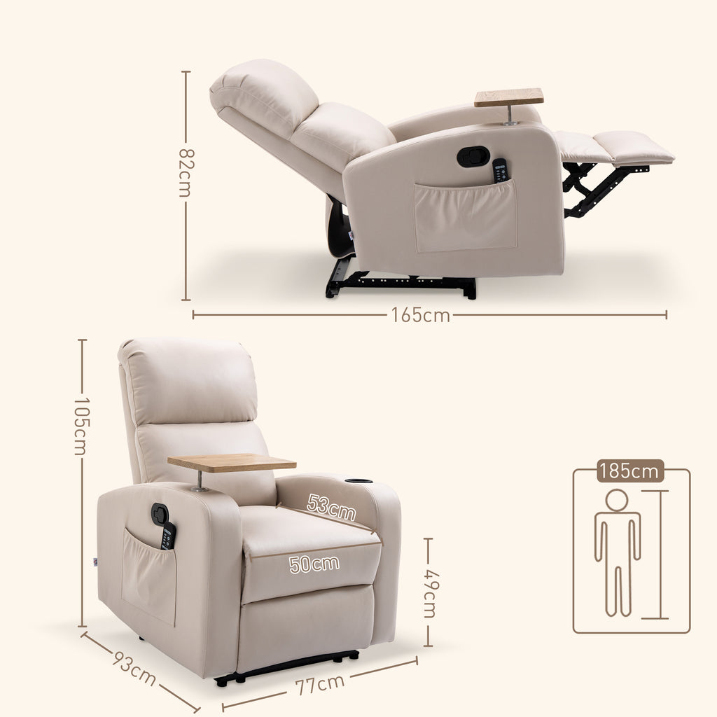 Fauteuil de relaxation fauteuil de massage inclinable avec Tablette, Poches latérales et Télécommande chaise TV