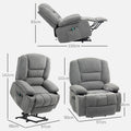 Fauteuil releveur relax électrique, fonction massage et chaleur, inclinaison réglable, repose-pied, télécommandes, gris