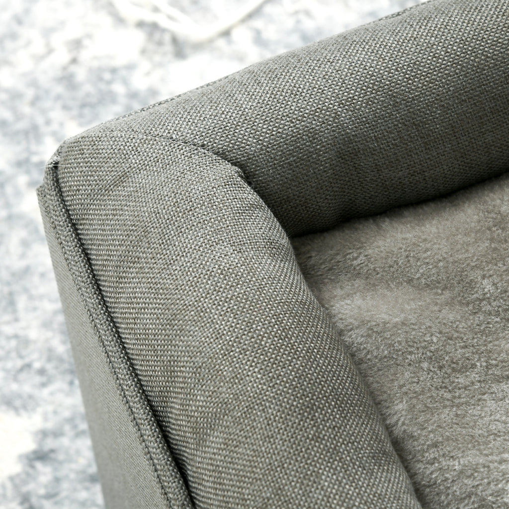 Maison niche pour chat 2 niveaux avec coussin moelleux en peluche - 36,5 x 36,5 x 33 cm gris